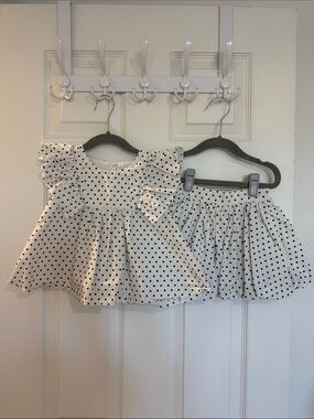 Kate Spade x Target White Polka Dot Ruffle Top and Skirt Set